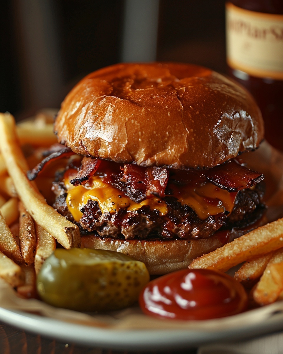 Burger maison bœuf cheddar bacon