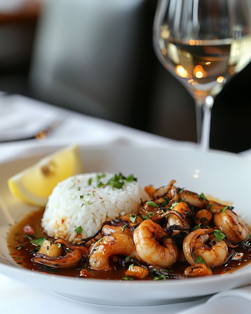 Calamars à l’encre et riz