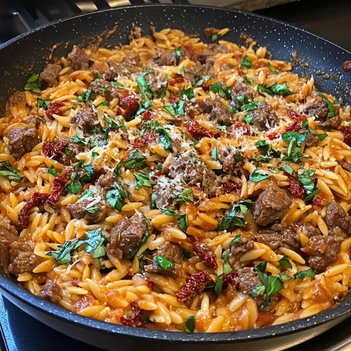 Boeuf Crémeux Orzo Tomates : Recette Savoureuse et Facile 2 Boeuf Crémeux Orzo Tomates