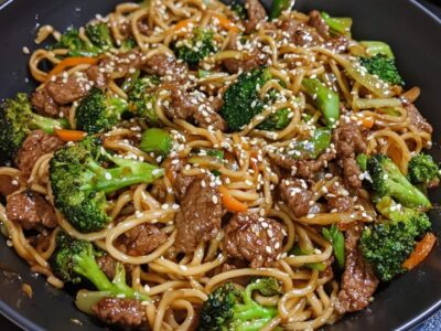 Boeuf Brocoli Lo Mein Rapide et Savoureux