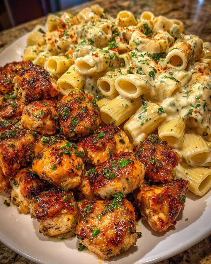 Poulet Ail Crème Rigatoni