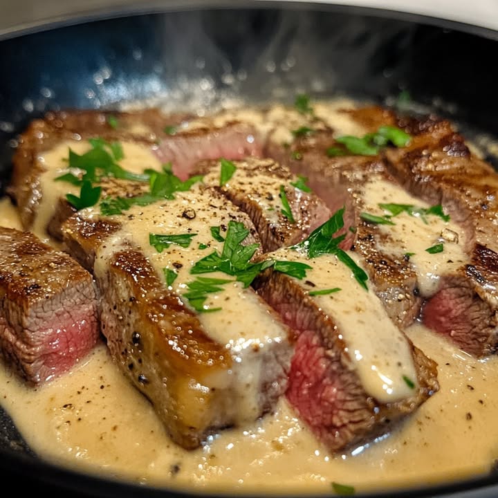 Steak Juteux Sauce Ail