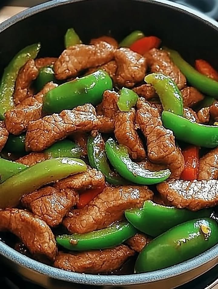 Bœuf Ail Poivrons Sauté