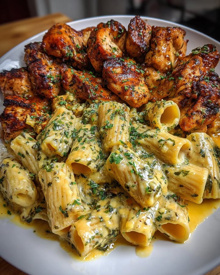 Poulet Crémeux Fromage Rigatoni : Recette Facile et Savoureuse 2 Poulet Crémeux Fromage Rigatoni