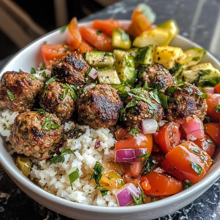 Bols Grecs Bœuf Boulettes : Recette Facile et Savoureuse 2 Bols Grecs Bœuf Boulettes