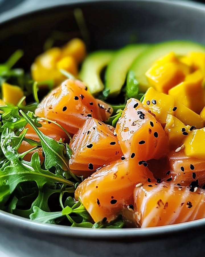 Salade Saumon Mangue : Recette Facile et Savoureuse 1 Salade Saumon Mangue