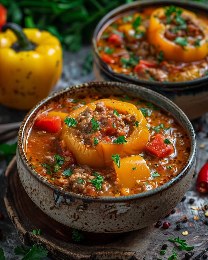 Soupe Poivrons Farcis : Recette Savoureuse et Facile à Préparer 2 Soupe Poivrons Farcis