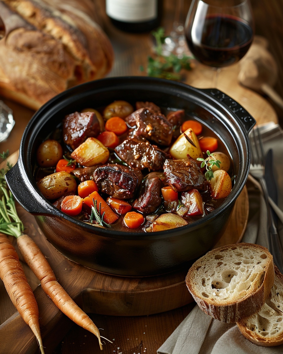 Bœuf mijoté vin rouge