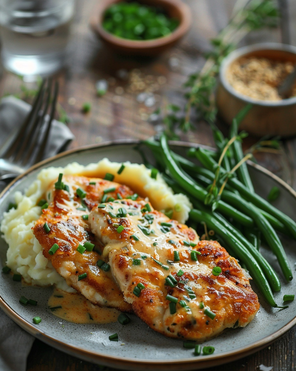 Escalopes poulet sauce fromage