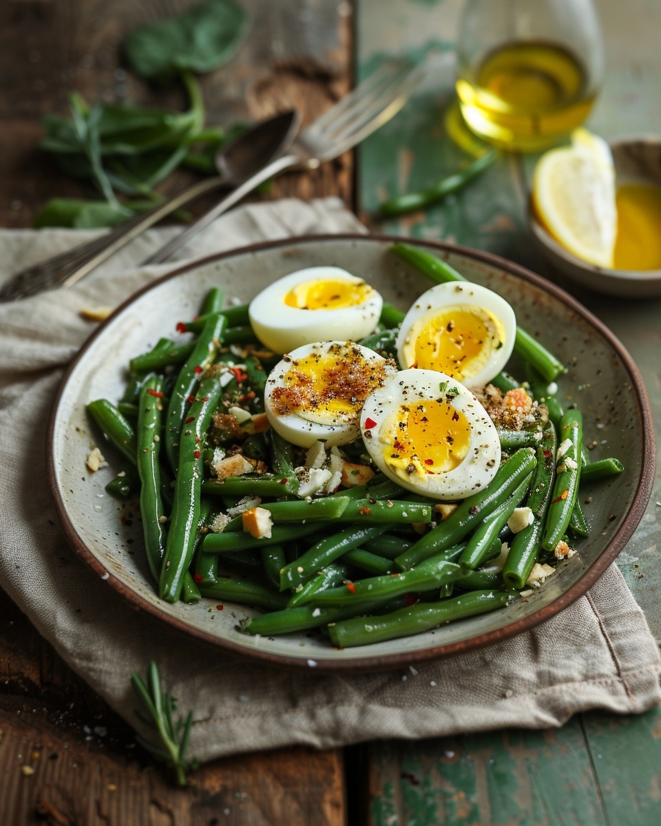 Salade haricots verts œuf dur