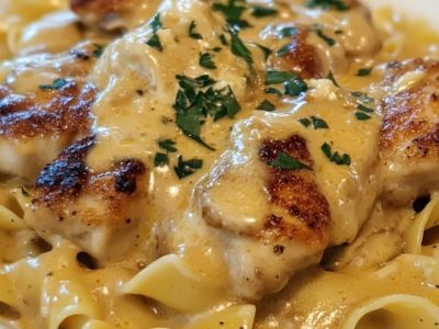 Poulet Crème Ail Noodles Facile et Savoureux