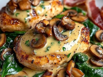 Poulet Crémeux Épinards Champignons: Recette Facile et Savoureuse