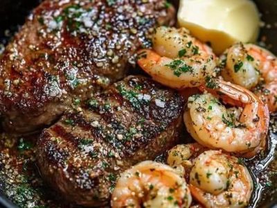 Steak et Crevettes Scampi : Recette Facile et Savoureuse