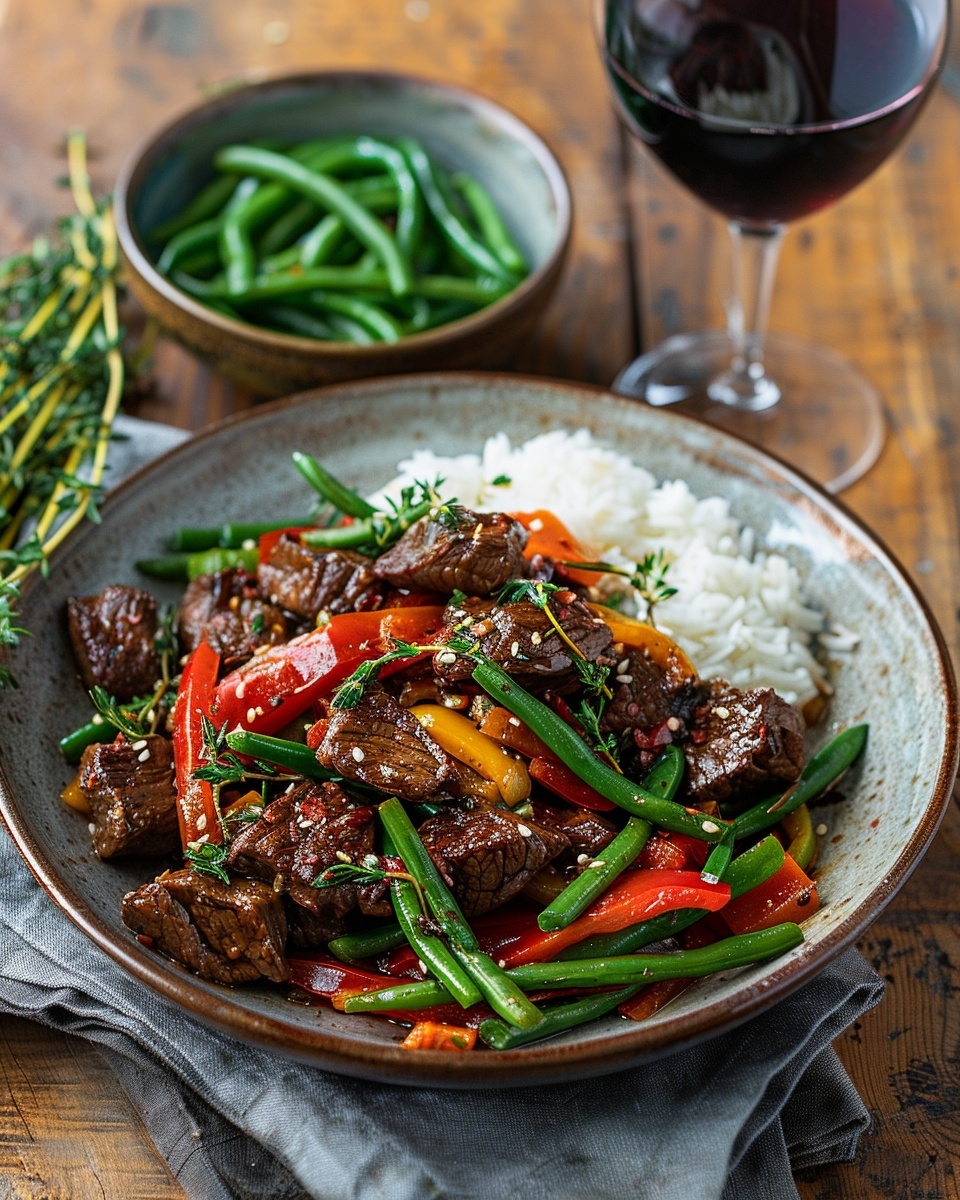 Bœuf sauté poivrons maison