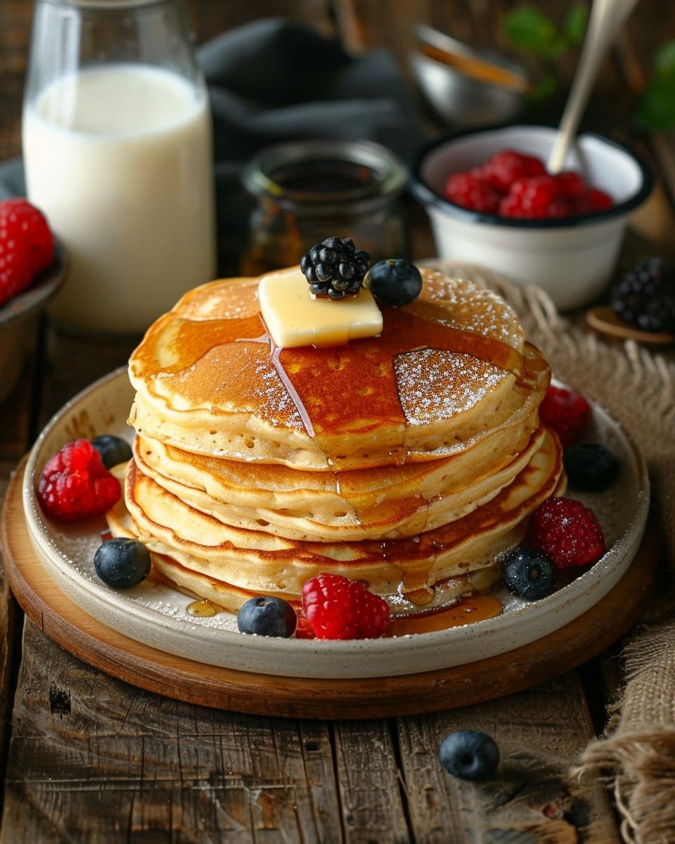 Recette de Pancakes Rapides au Lait : Simple, Délicieux et Sain 1 Pancakes rapides au lait