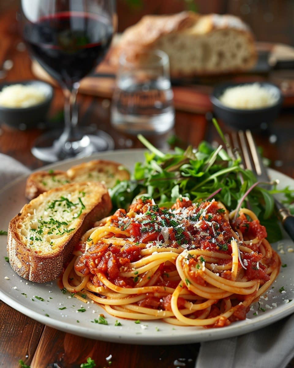 Pâtes à la sauce tomate maison
