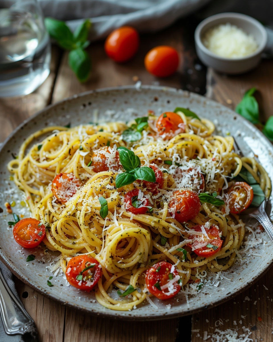 Recette Délicieuse de Pâtes au Pesto et Tomates Cerises 1 Pâtes au pesto et tomates cerises