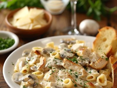 Recette Facile de Pâtes au Poulet Champignons Crémeux : Un Dîner Délicieux