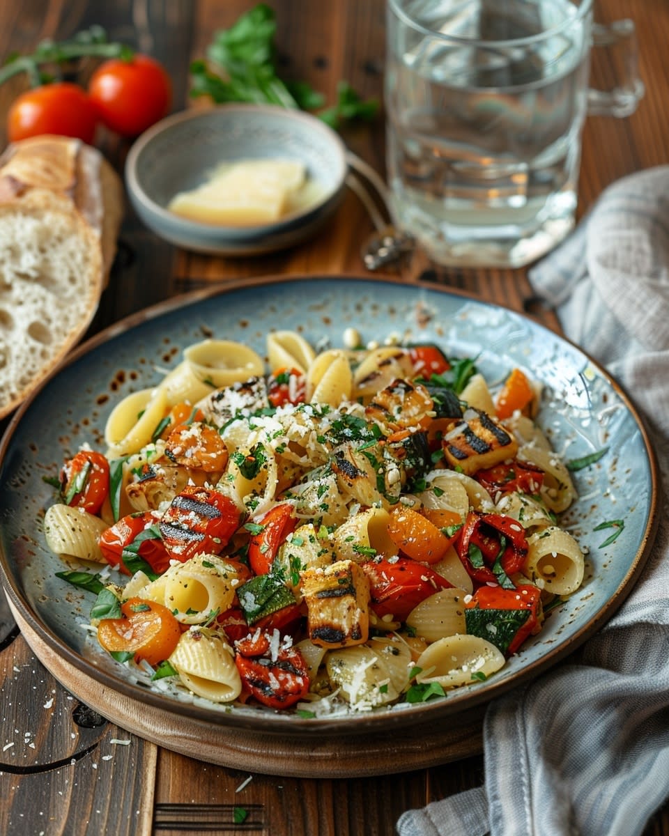 Recette Délicieuse de Pâtes aux Légumes Grillés : Simple et Saine 1 Pâtes aux légumes grillés