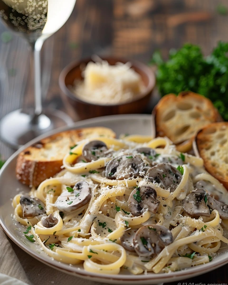 Recette Délicieuse de Pâtes Crémeuses aux Champignons 1 Pâtes crémeuses aux champignons