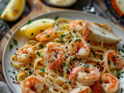 Recette Délicieuse de Pâtes Crémeuses aux Crevettes