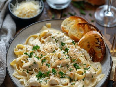 Recette Délicieuse de Pâtes Poulet Parmesan Crémeuses