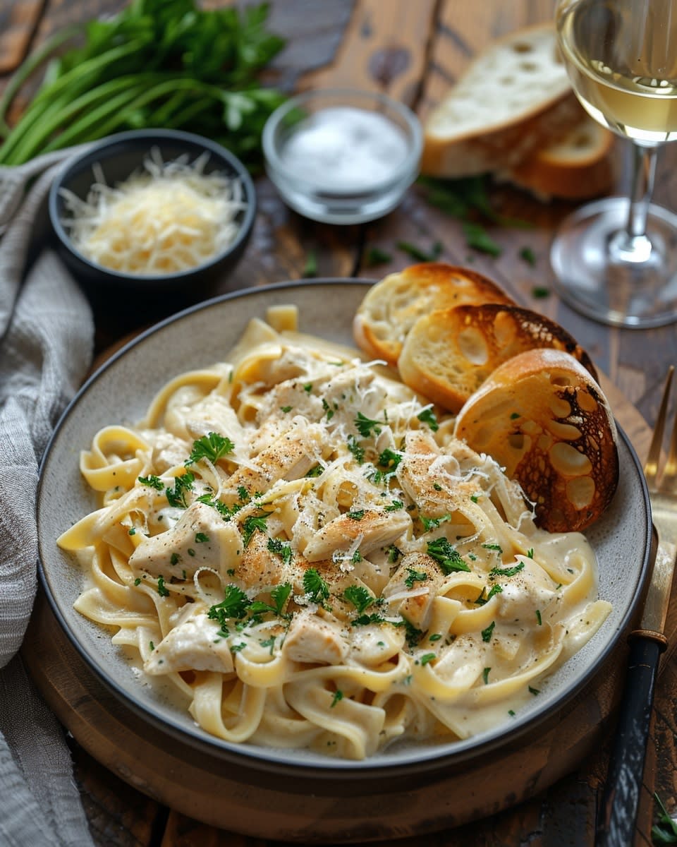 Recette Délicieuse de Pâtes Poulet Parmesan Crémeuses 1 Pâtes poulet parmesan crémeuses
