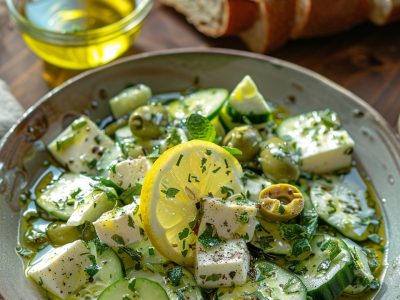 Recette délicieuse : Salade de concombre et feta fraîche