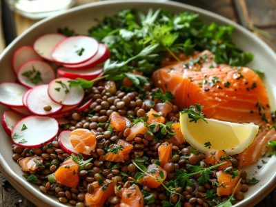 Recette Délicieuse de Salade de Lentilles au Saumon Fumé
