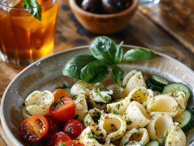 Recette de Salade de Pâtes au Pesto et Mozzarella : Délicieuse et Facile à Préparer
