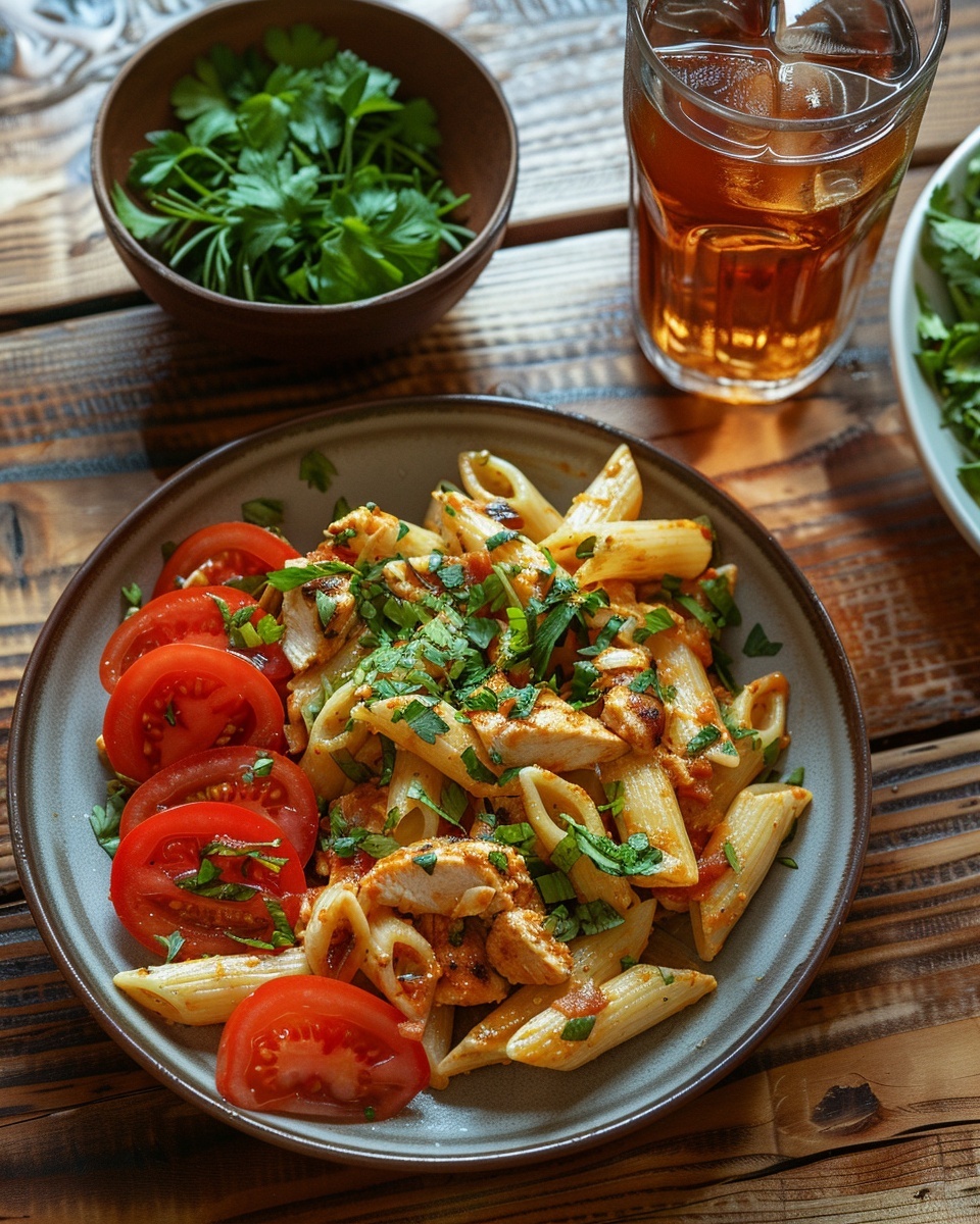Salade de pâtes au poulet curry froid
