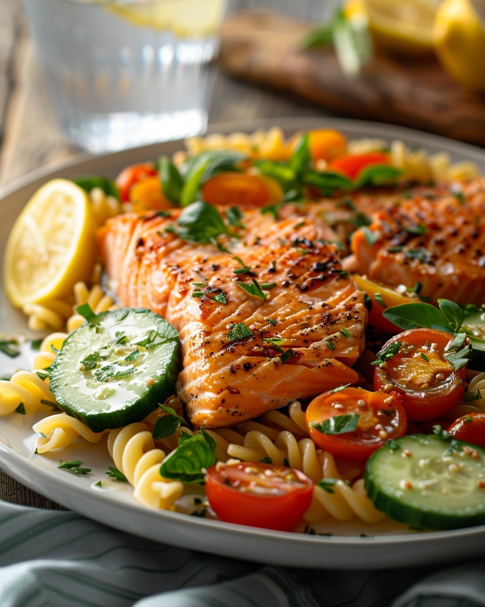 Recette de Salade de Pâtes au Saumon Fumé : Délicieuse et Facile à Préparer 1 Salade de pâtes au saumon fumé