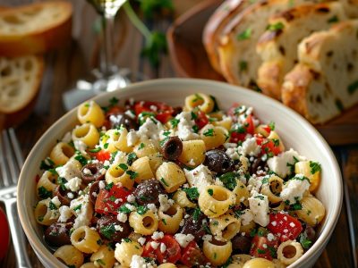Recette de Salade de Pâtes Méditerranéenne avec Feta et Olives