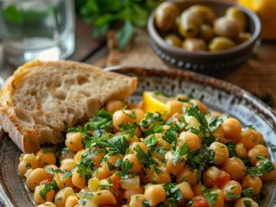 Recette de Salade de Pois Chiches au Citron et Persil : Fraîcheur et Saveurs Méditerranéennes