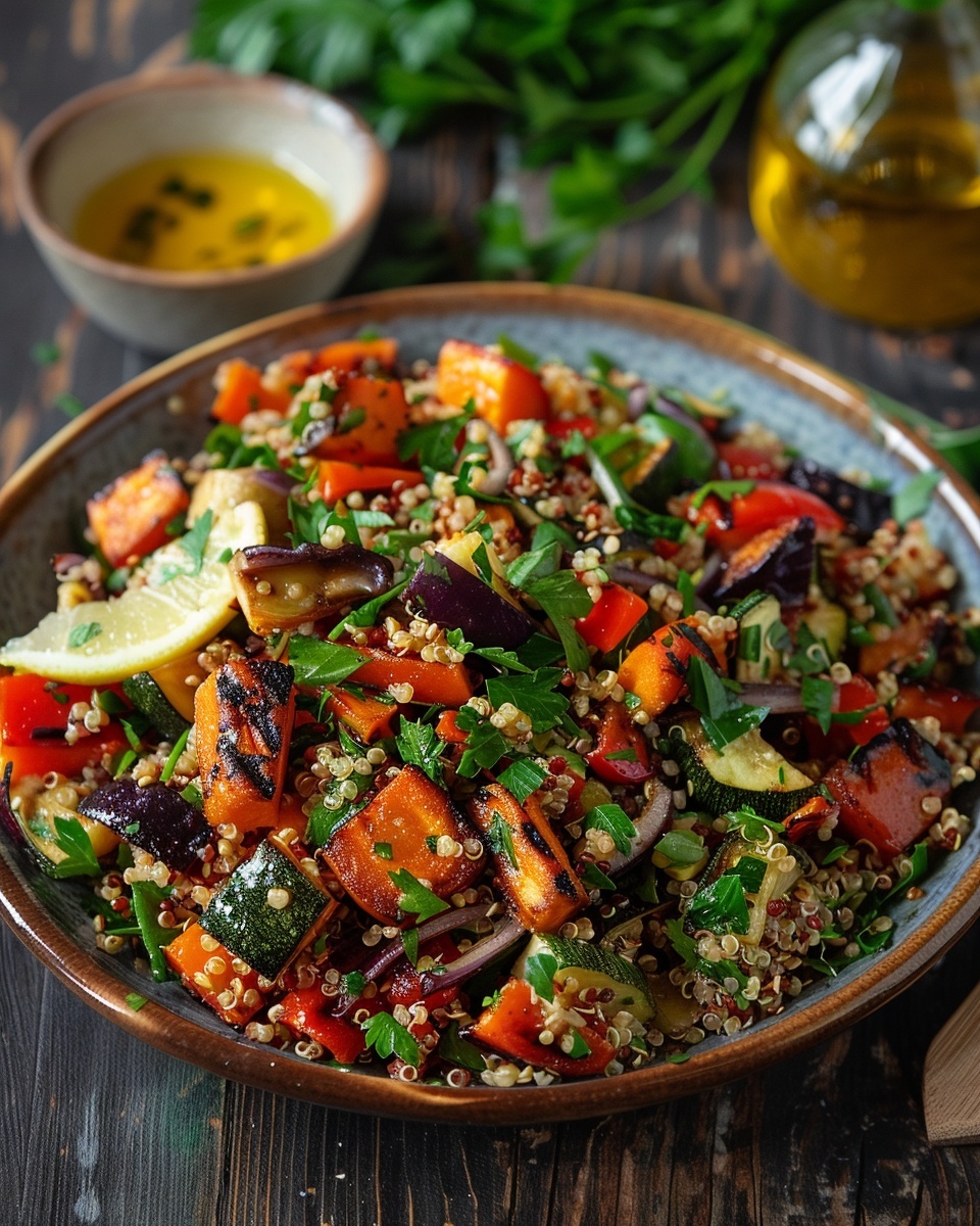 Recette Délicieuse de Salade de Quinoa aux Légumes Grillés 1 Salade de quinoa aux légumes grillés