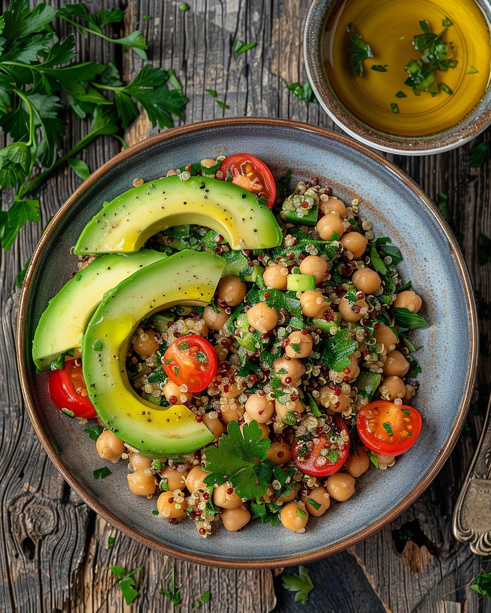 Recette délicieuse : Salade de quinoa aux pois chiches 1 Salade de quinoa aux pois chiches