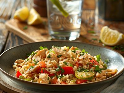 Recette de Salade de Riz au Poulet et Crudites : Fraîcheur et Saveurs en Équilibre