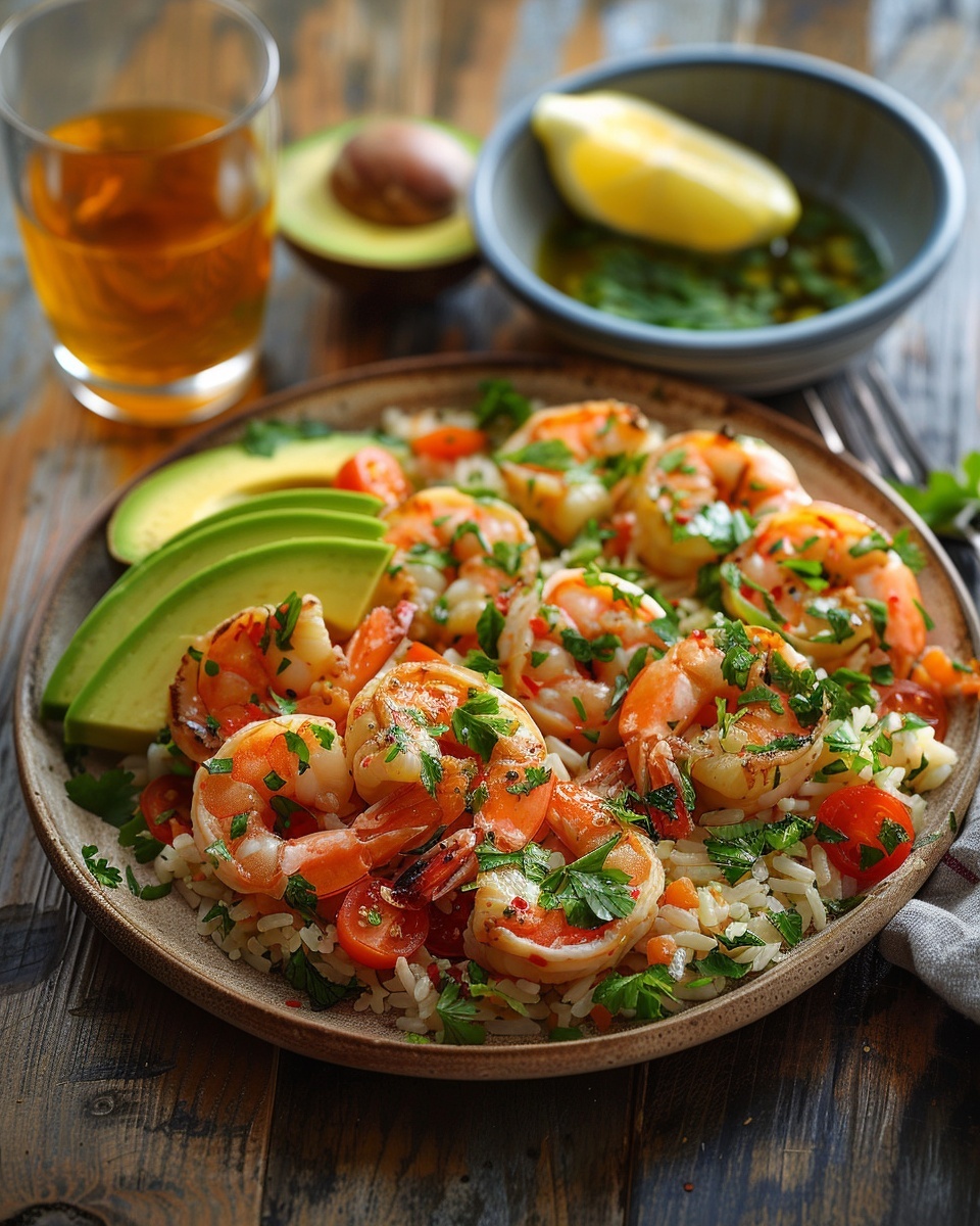 Salade de riz aux crevettes citron