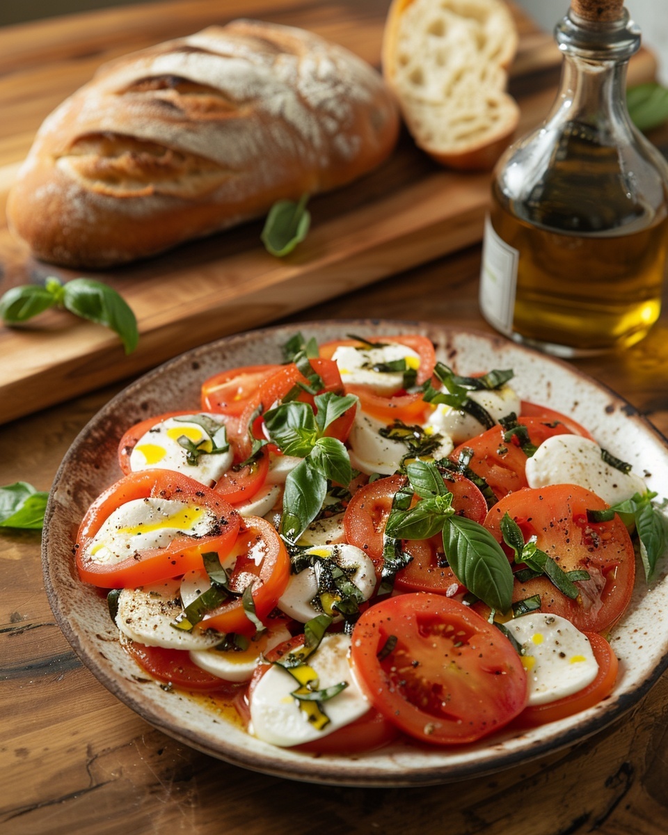 Recette de Salade de Tomates Mozzarella Basilic : Conseils et Astuces 1 Salade de tomates mozzarella basilic