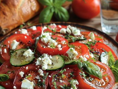 Recette de Salade Fraîche Tomate Concombre Feta : Une Délicieuse Entrée Estivale