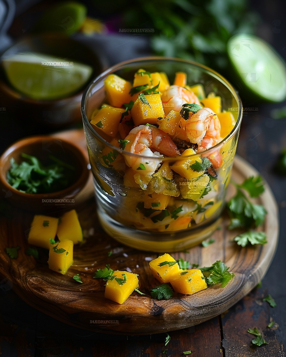 Verrine crevettes mangue et coriandre