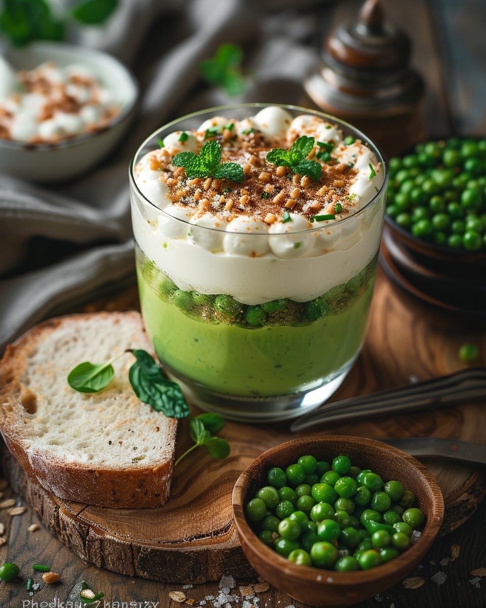 Verrine mousse de petits pois menthe