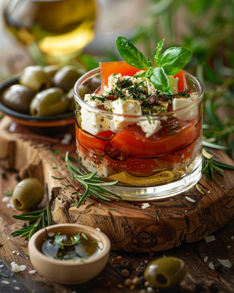 Recette de Verrine Poivron Rouge Feta : Une Entrée Fraîche et Délicieuse 1 Verrine poivron rouge feta