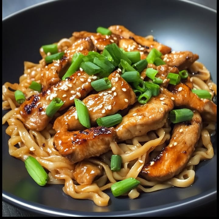 Nouilles Poulet Caramélisé Facile et Savoureux 2 Nouilles Poulet Caramélisé