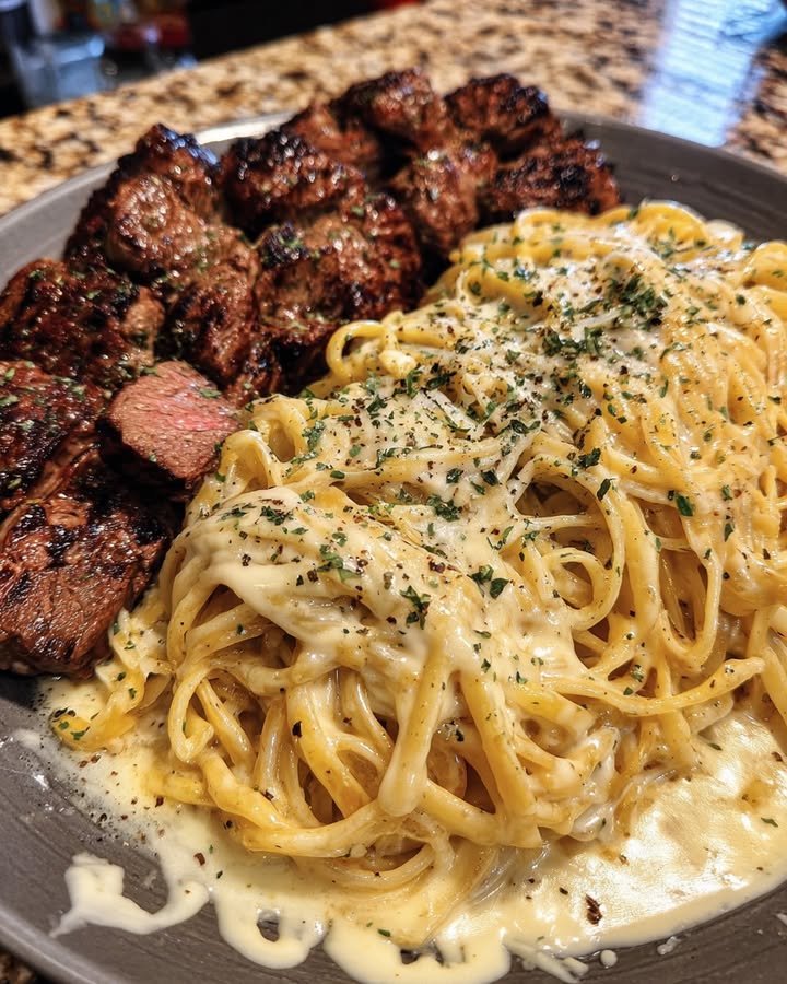 Pâtes Crémeuses au Steak : Recette Facile et Savoureuse 2 Pâtes Crémeuses au Steak