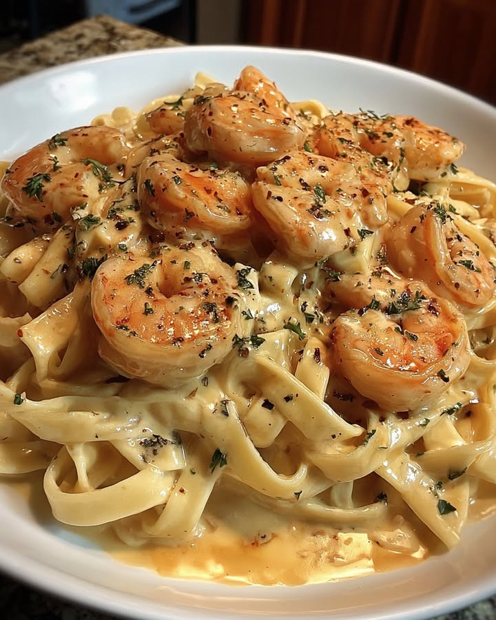 Fettuccine Crevettes Alfredo : Recette Facile et Savoureuse 2 Fettuccine Crevettes Alfredo