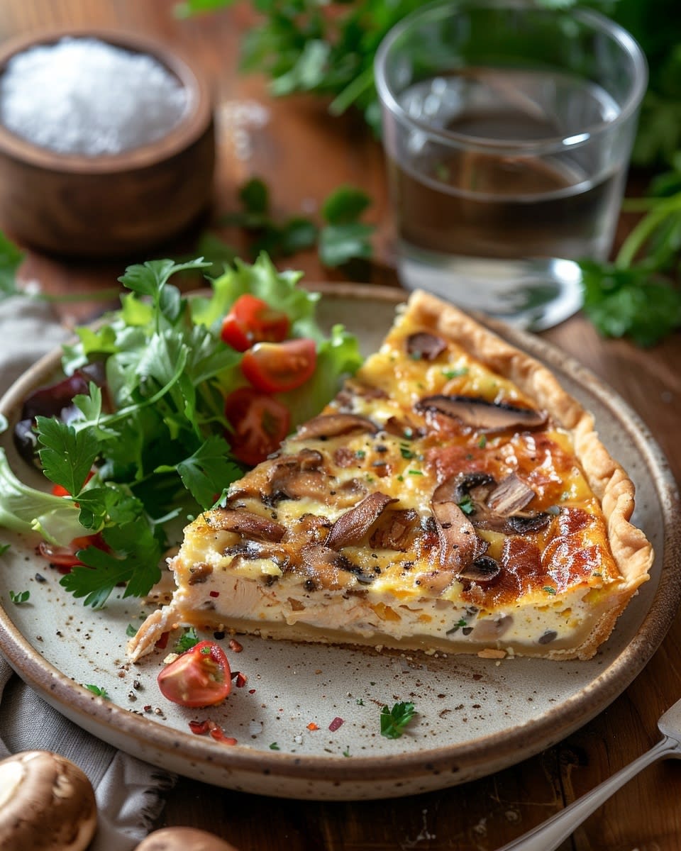 Recette de Quiche Poulet Champignons : Facile et Délicieuse 1 Quiche poulet champignons