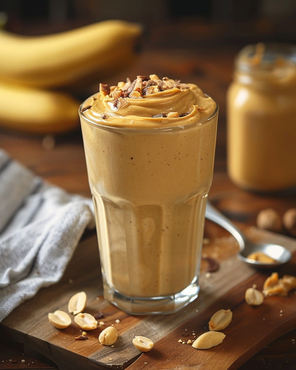 Smoothie banane beurre cacahuète