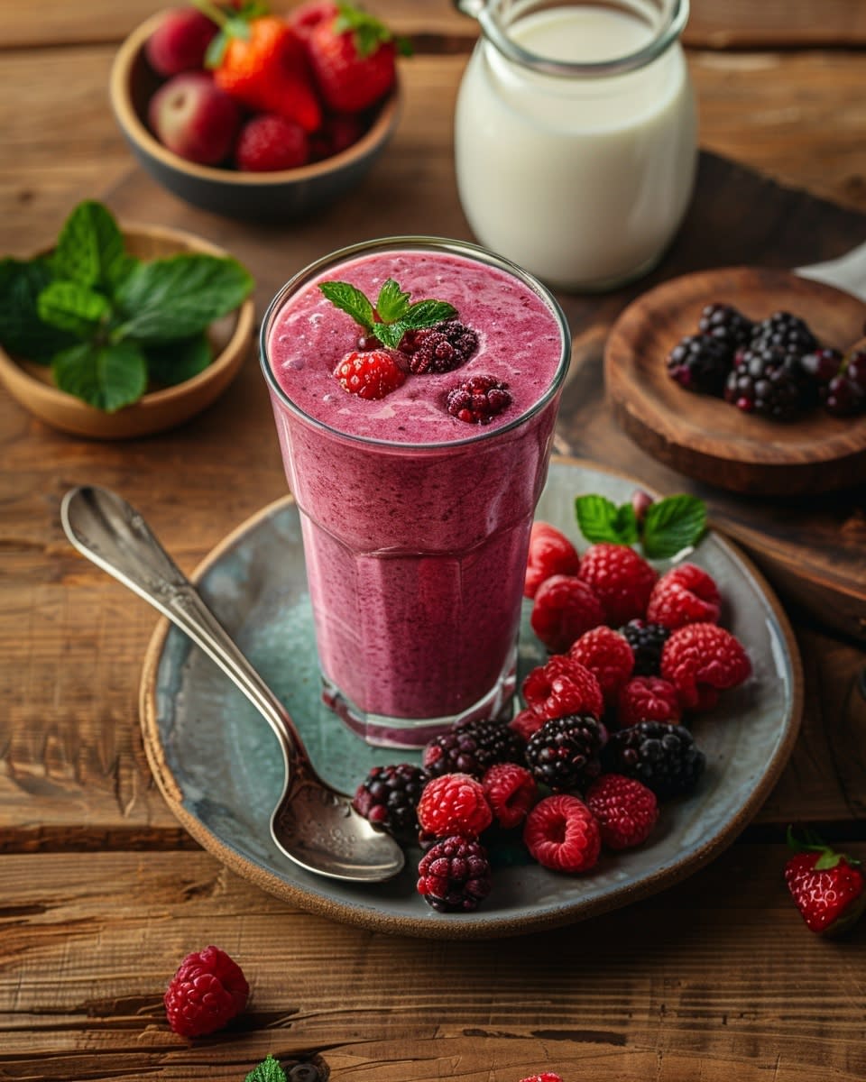 Recette de Smoothie aux Fruits Rouges et Yaourt : Découvrez Comment le Préparer 1 Smoothie fruits rouges yaourt