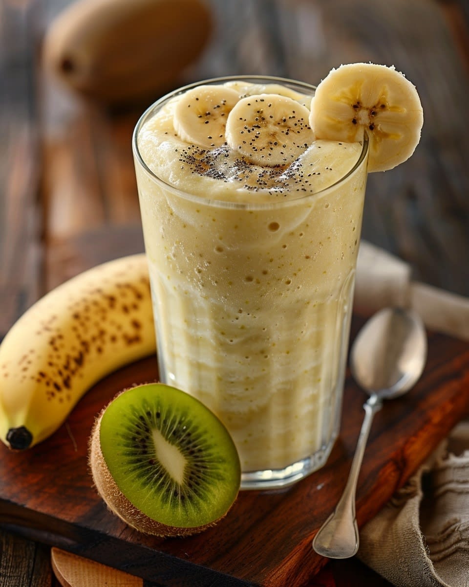 Recette Délicieuse : Smoothie Kiwi Banane Lait 1 Smoothie kiwi banane lait